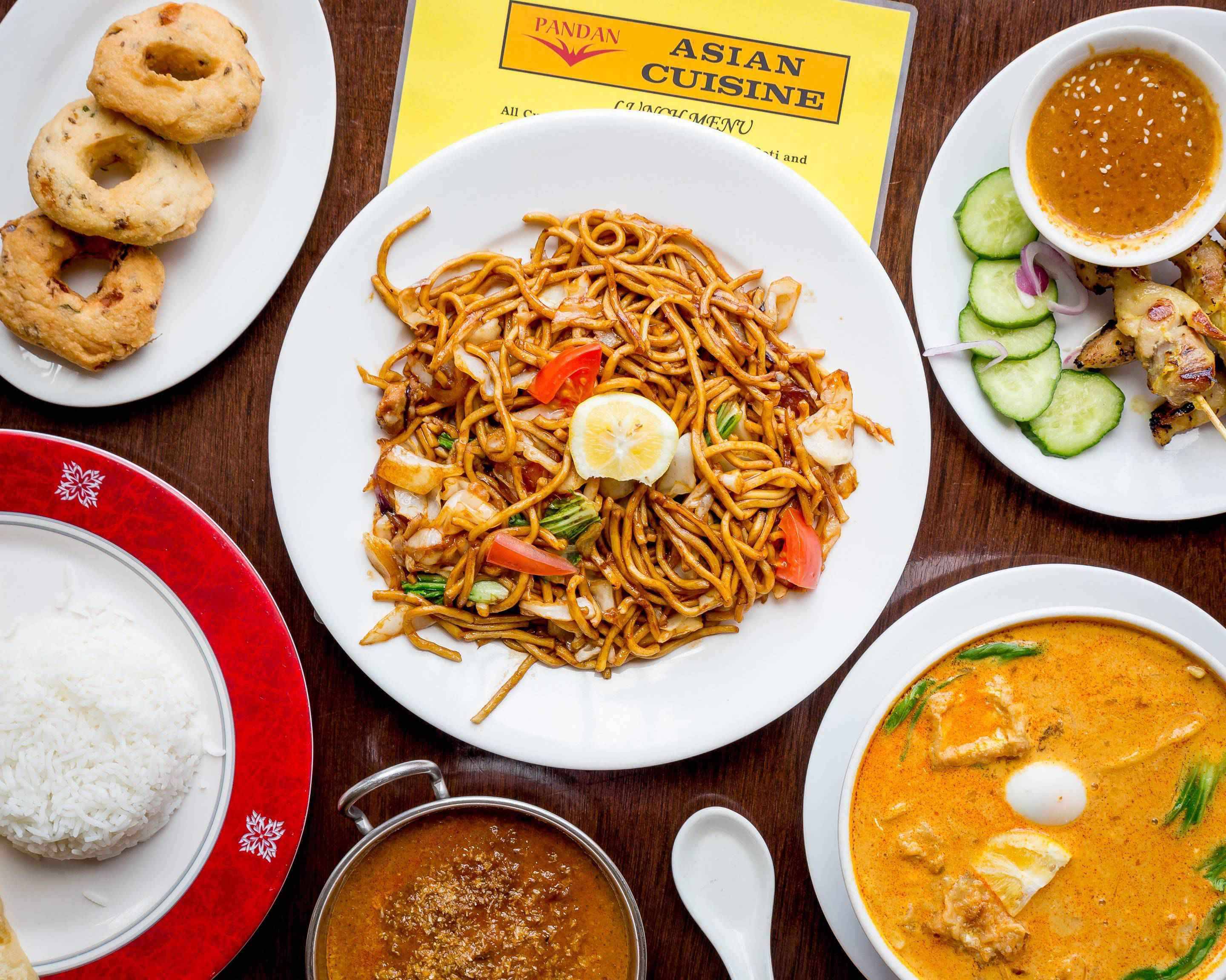 A spread of dishes at Pandan Asian Cuisine